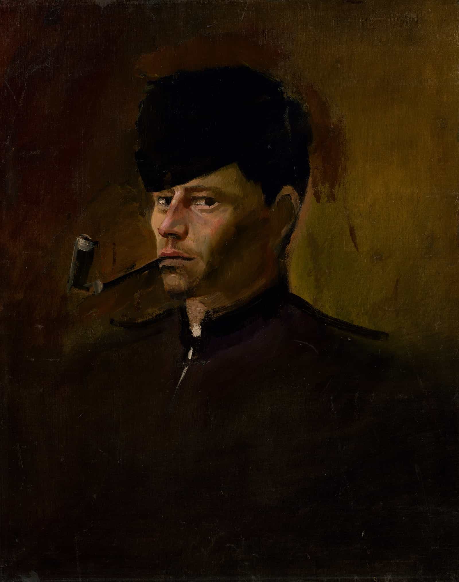 Dandy In Fur Cap With Pipe   by Ladislav Mednyanszky