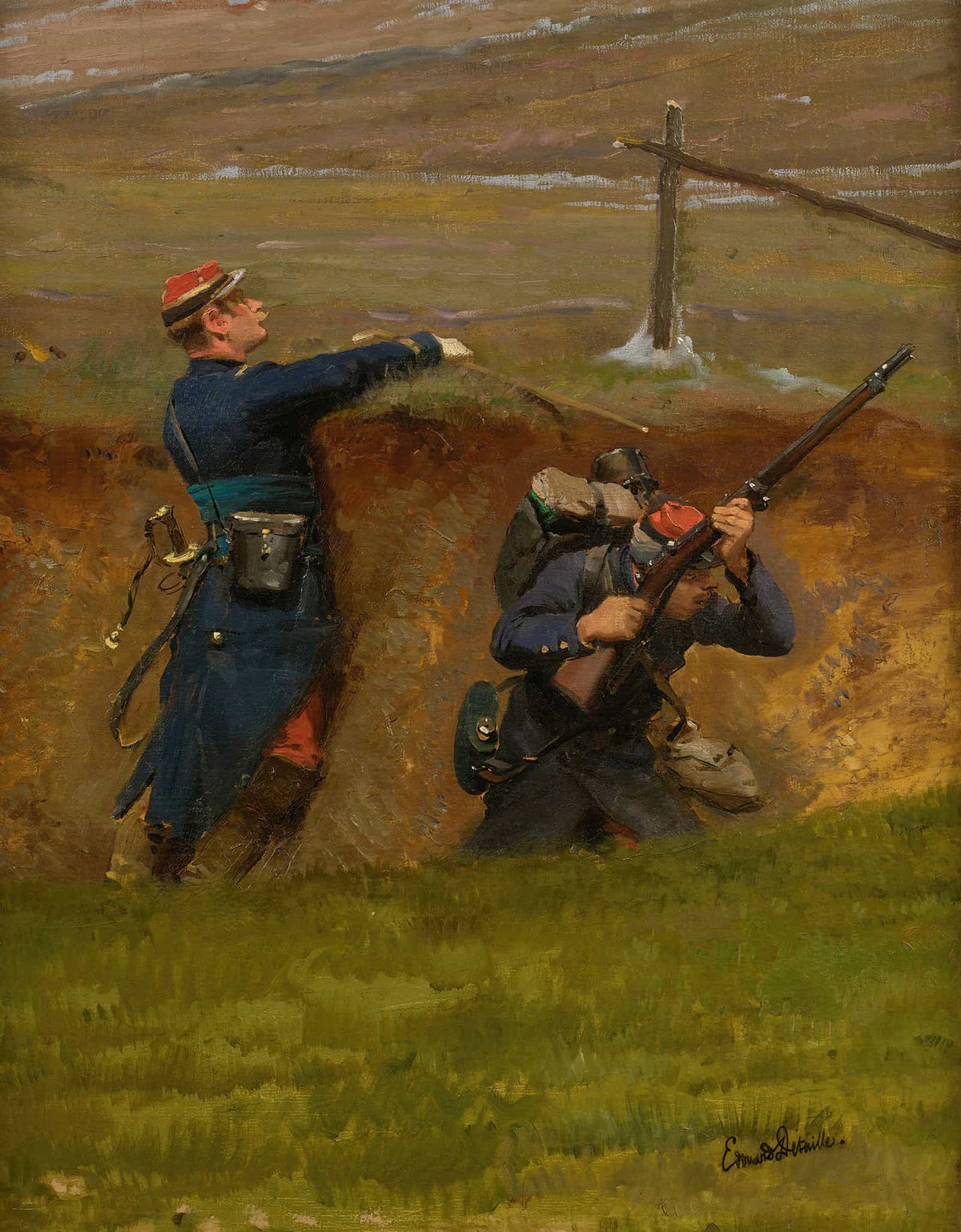 Dans Un Ravin Lignards by Jean Baptiste Edouard Detaille