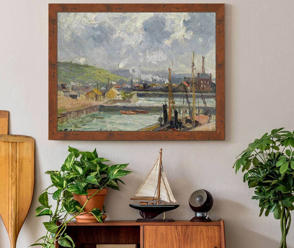 Darse De Peche Et Bassin Duquesne Dieppe Temps Gris Lumineux by Camille Pissarro