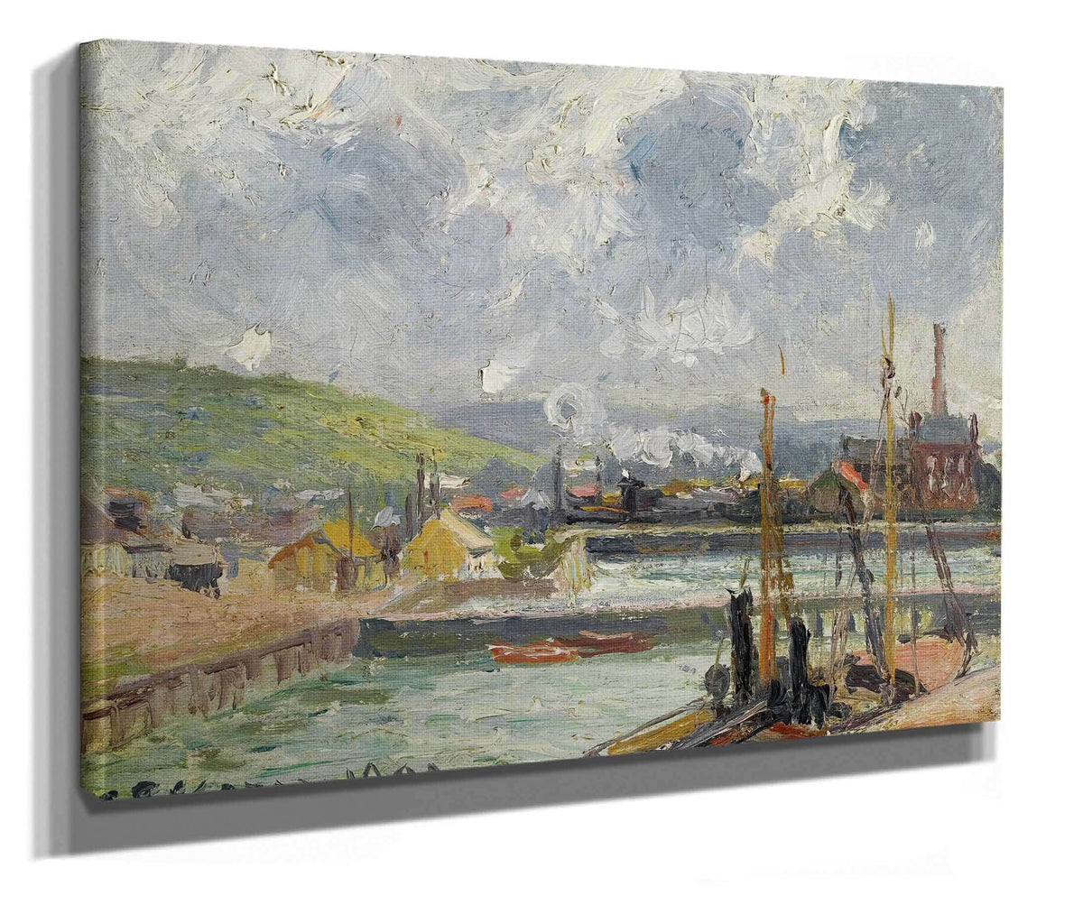 Darse De Peche Et Bassin Duquesne Dieppe Temps Gris Lumineux by Camille Pissarro