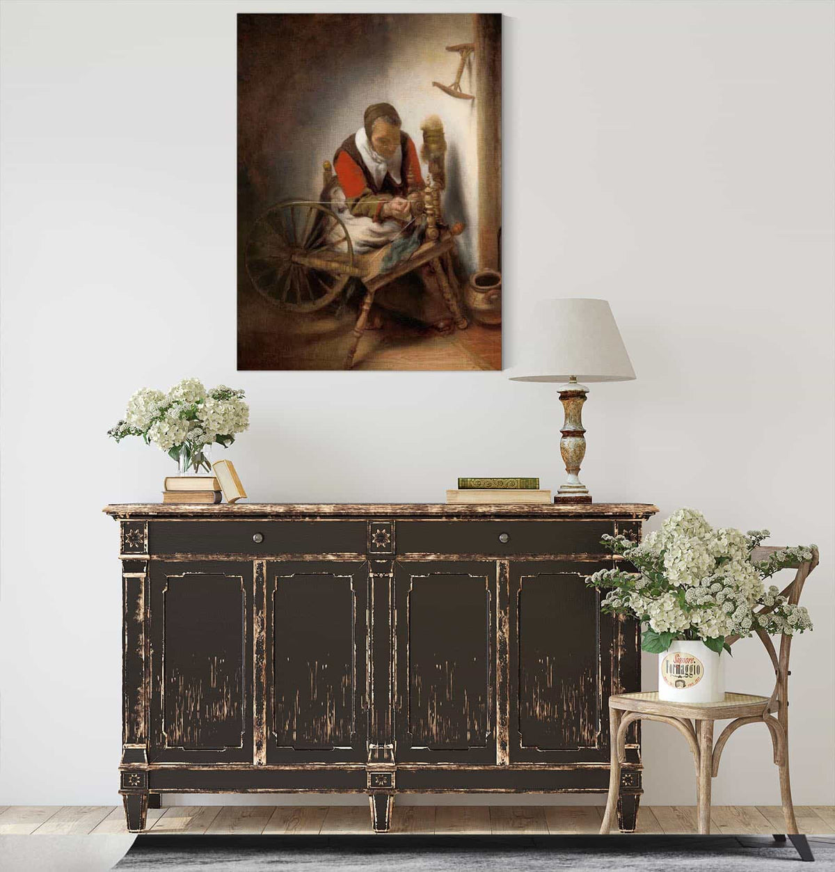 De Spinster  by Nicolaes Maes