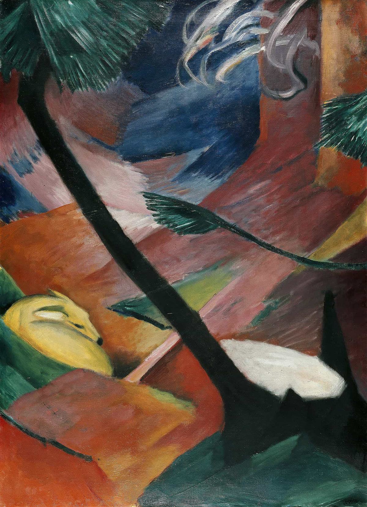 Deer In The Forest Ii by Franz Marc