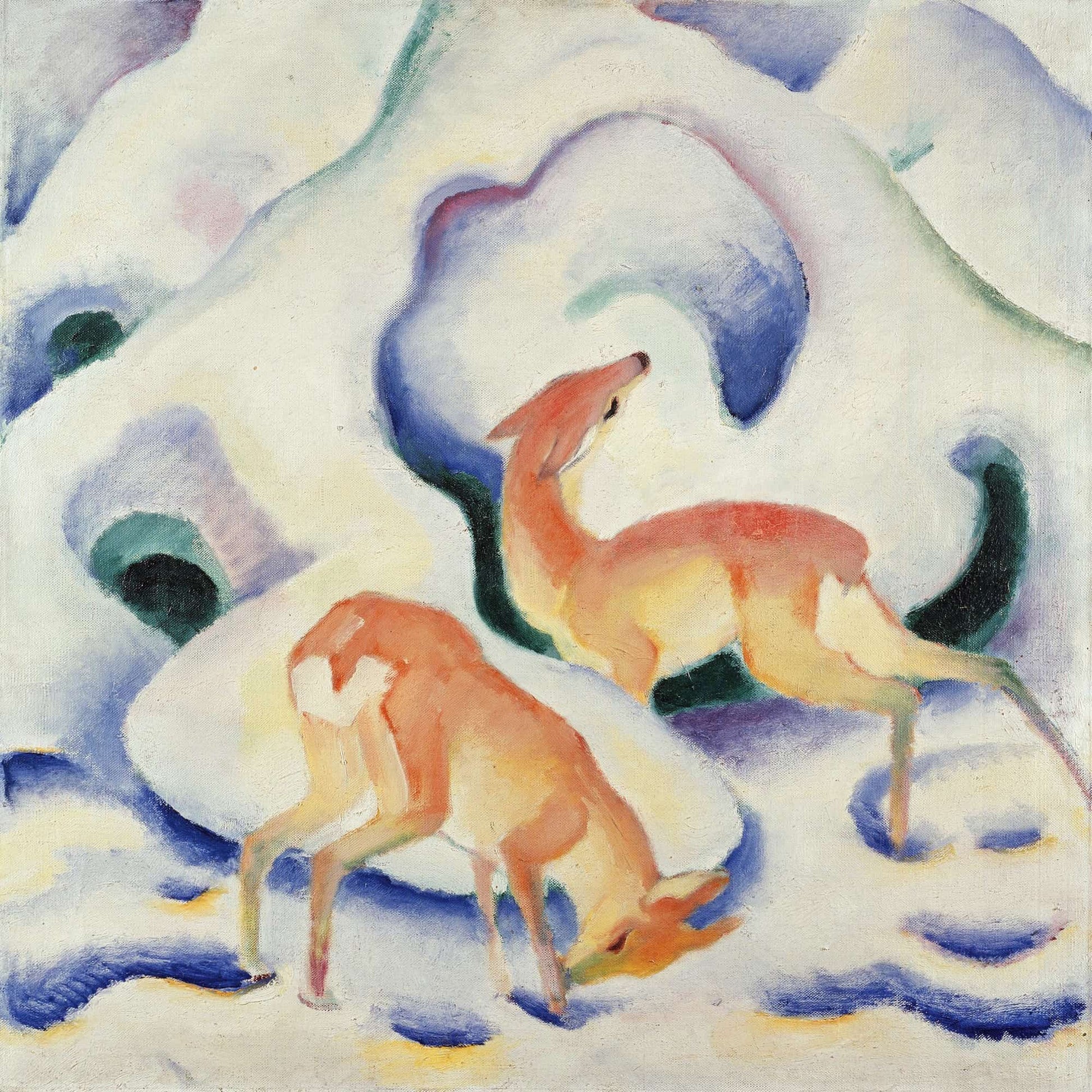 Deer In The Snow by Franz Marc
