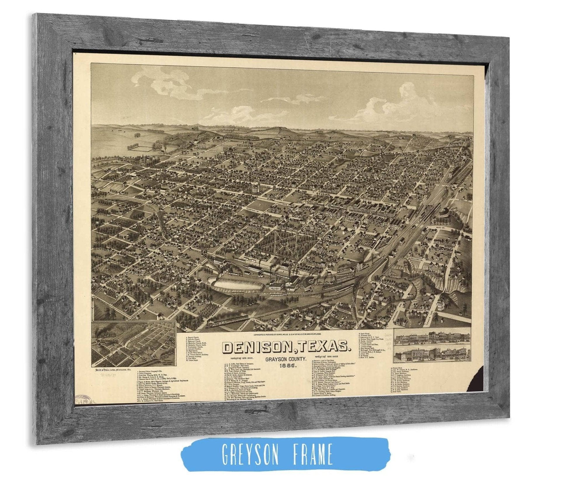 Denison Texas Grayson County 1886 State of Texas