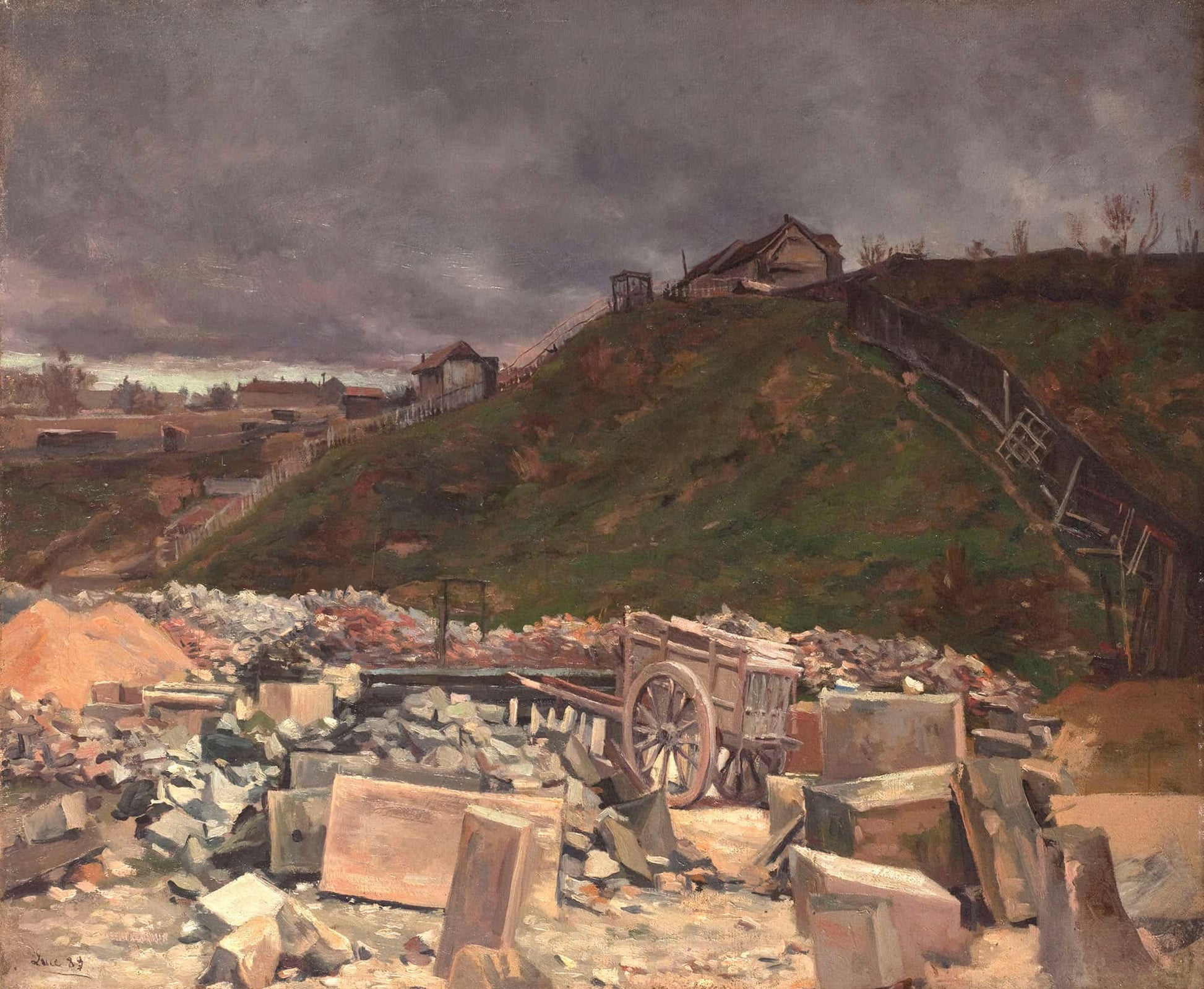 Depot De Paves A Montmartre Paysage A La Charrette by Maximilien Luce