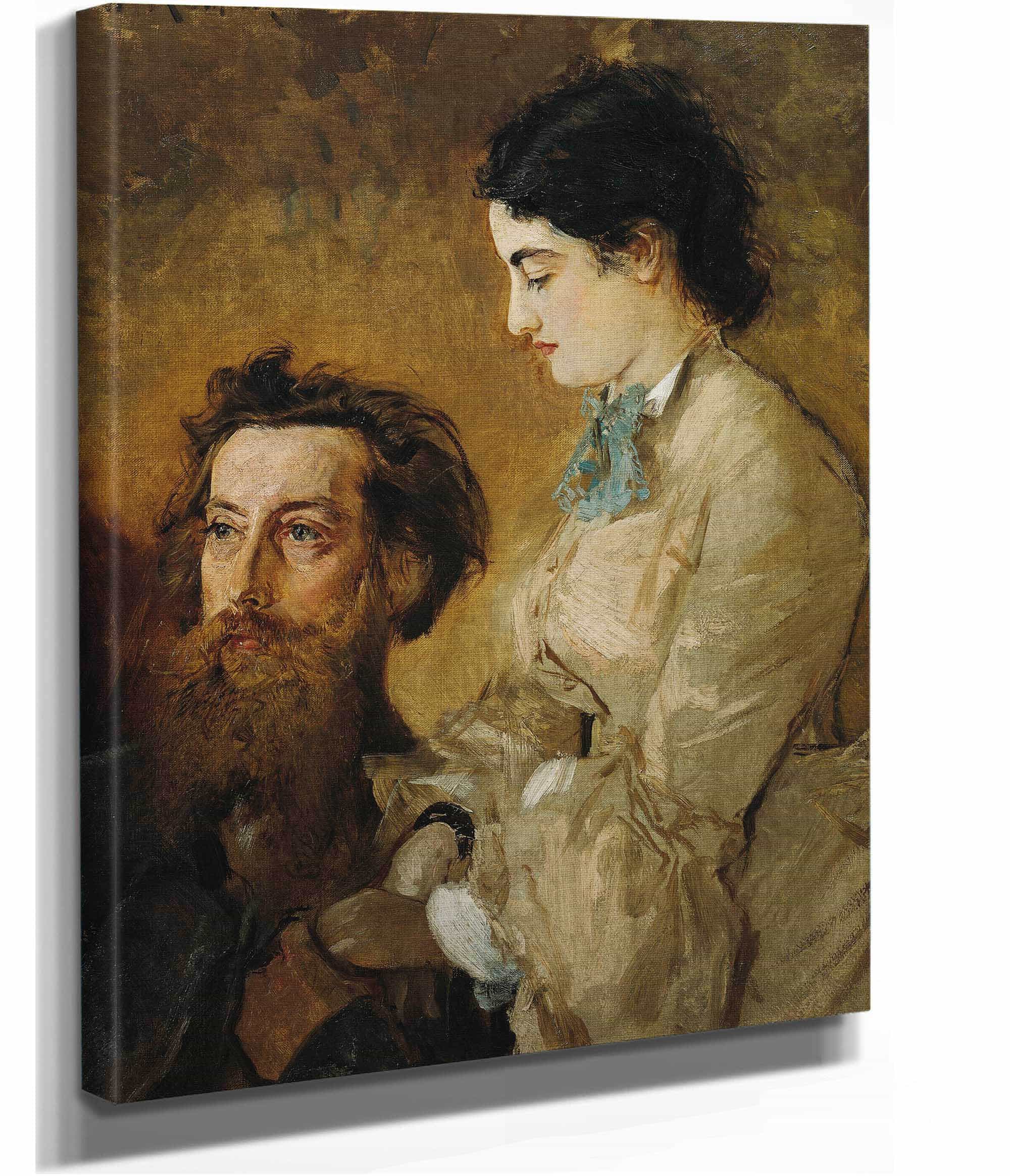 Der Bildhauer Reinhold Begas Mit Seiner Frau Margarethe   by Anton Romako