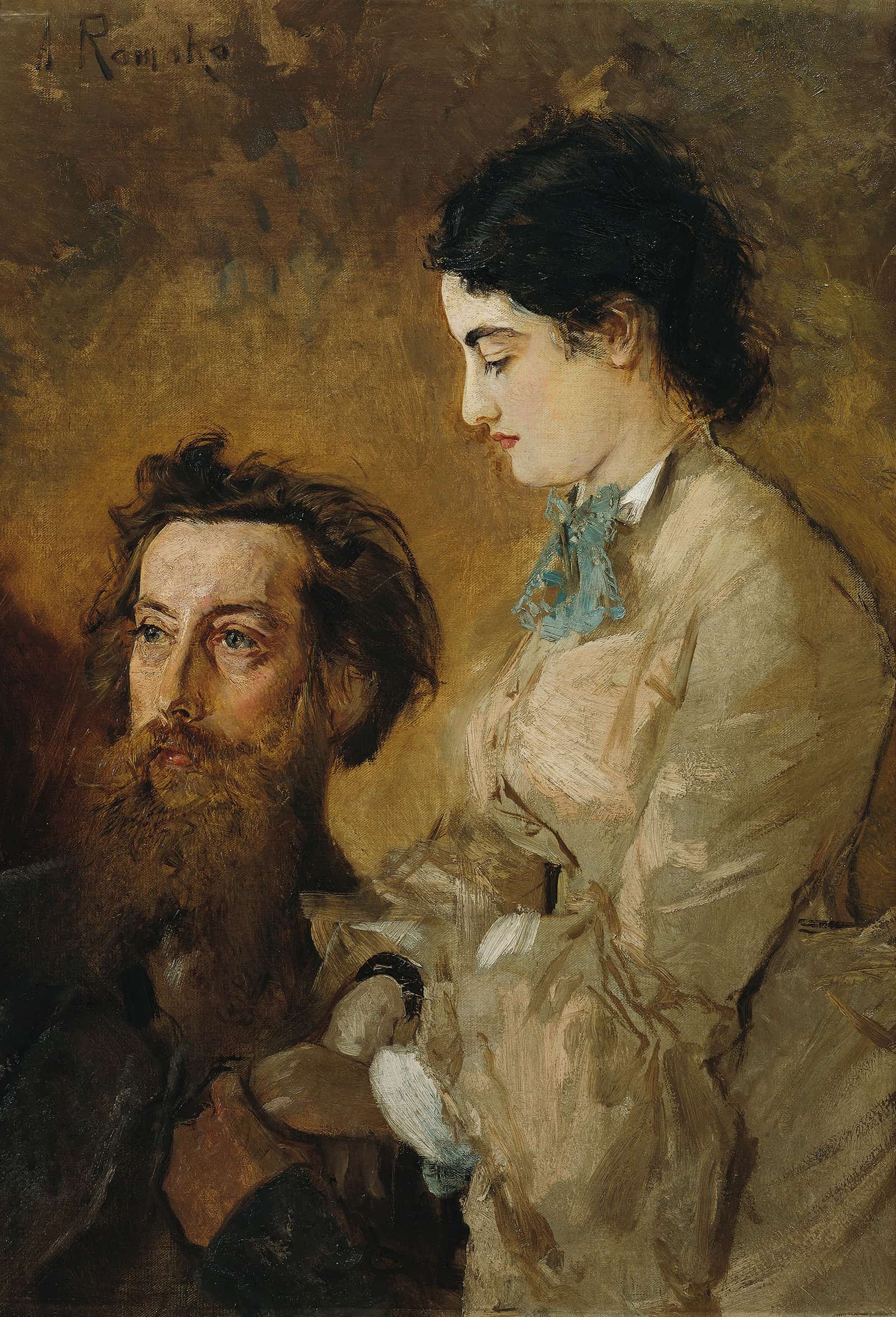 Der Bildhauer Reinhold Begas Mit Seiner Frau Margarethe   by Anton Romako