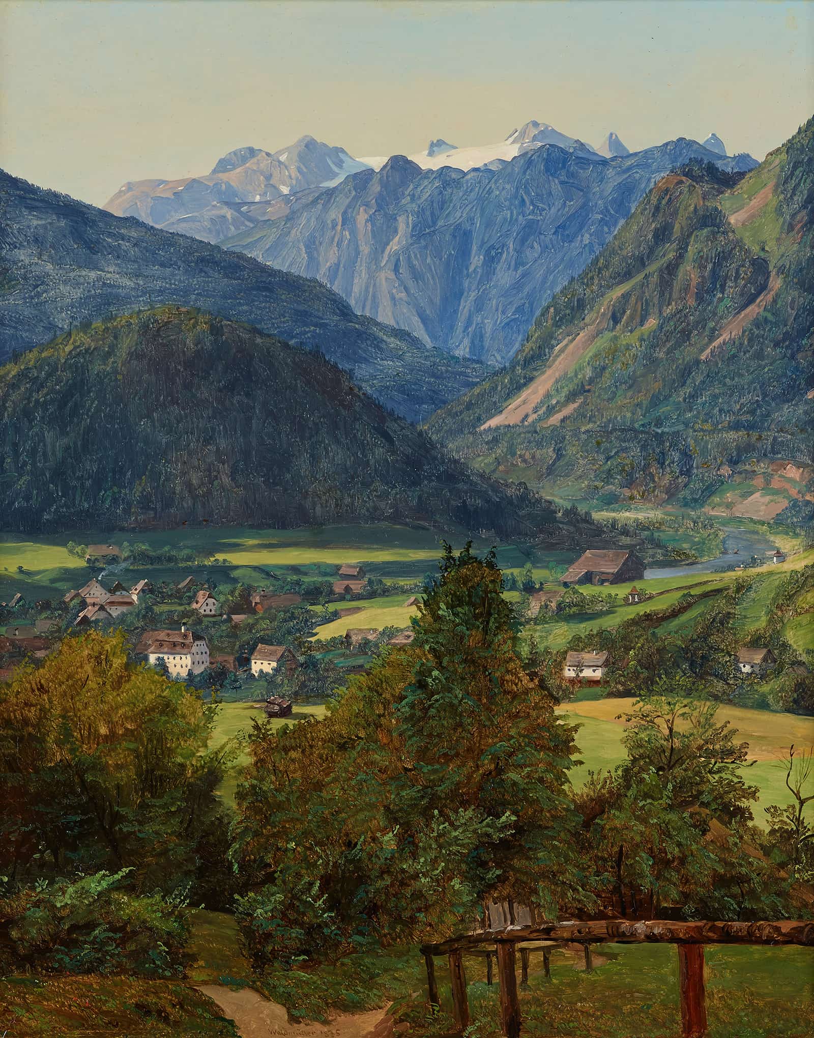 Der Dachstein Vom Sophien Doppelblick Bei Ischl by Ferdinand Georg Waldmuller