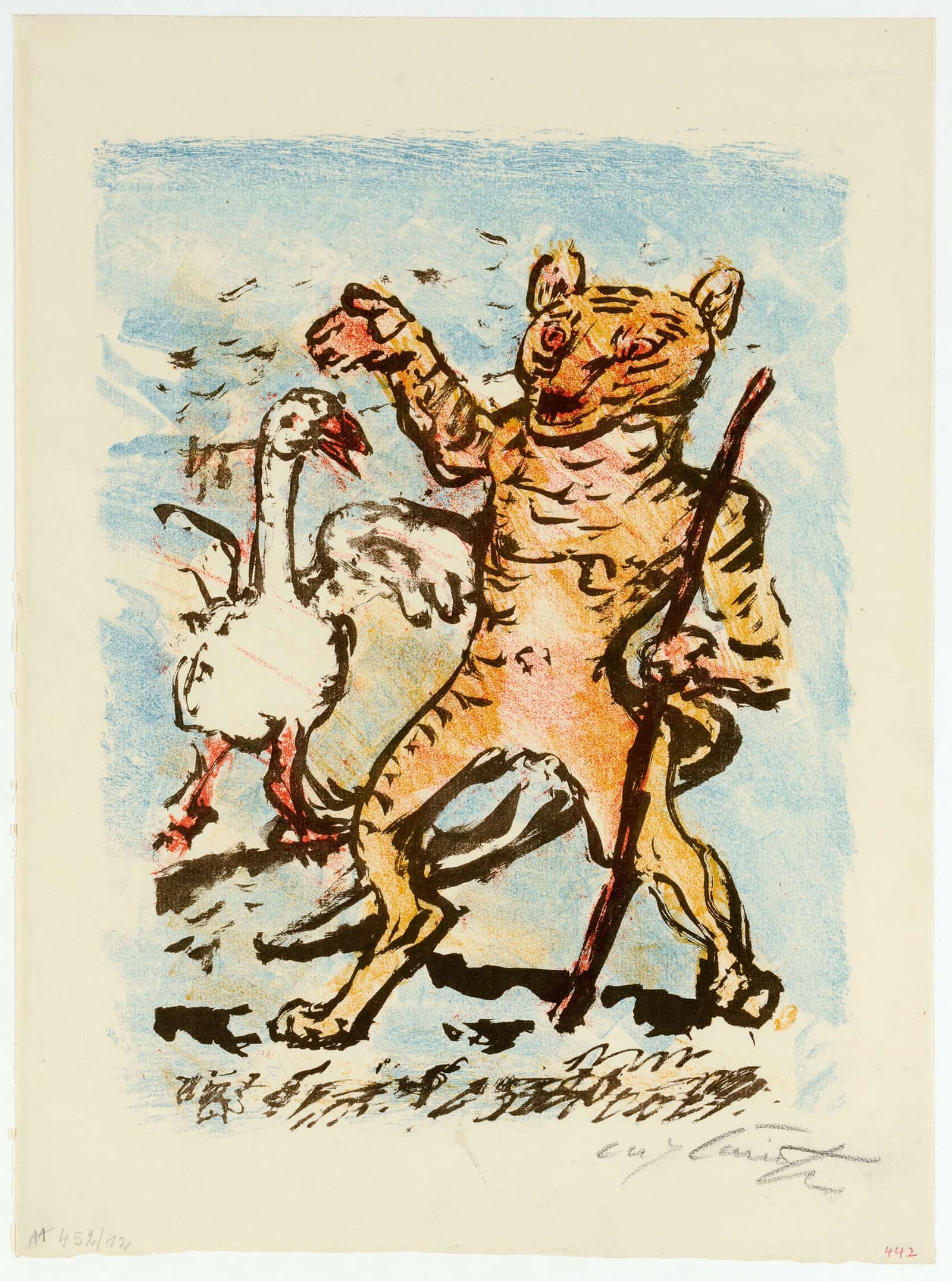 Der Kater Hinze Und Eine Singende Gans by Lovis Corinth