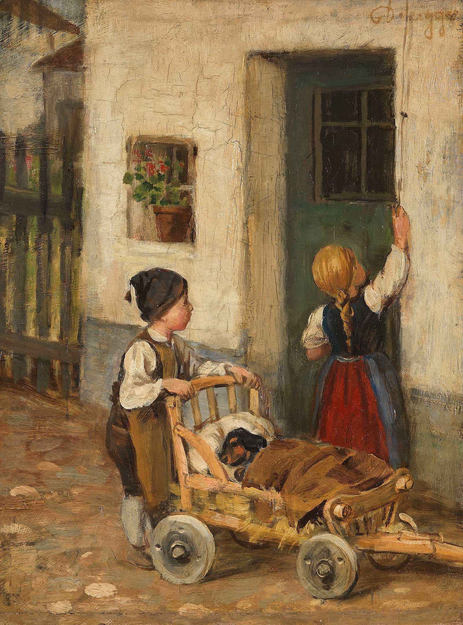 Der Kranke Dackel by Franz Von Defregger