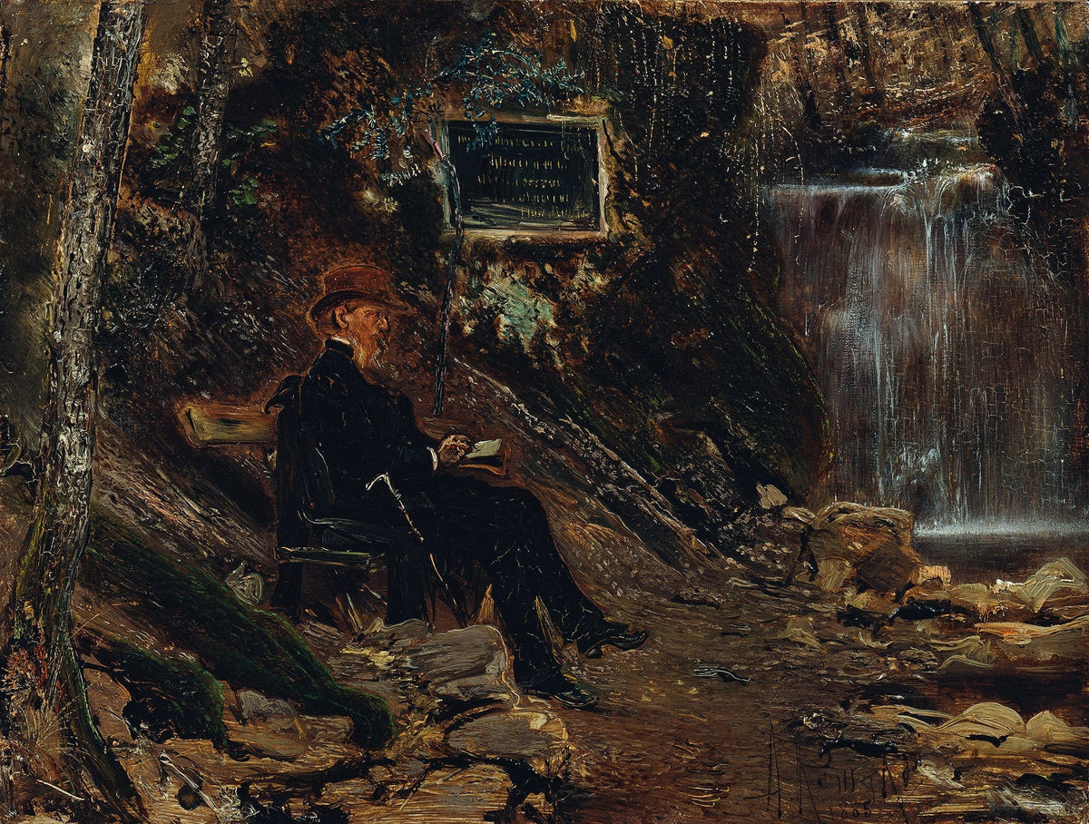 Der Schriftsteller Hermann Rollett Am Wasserfall by Anton Romako