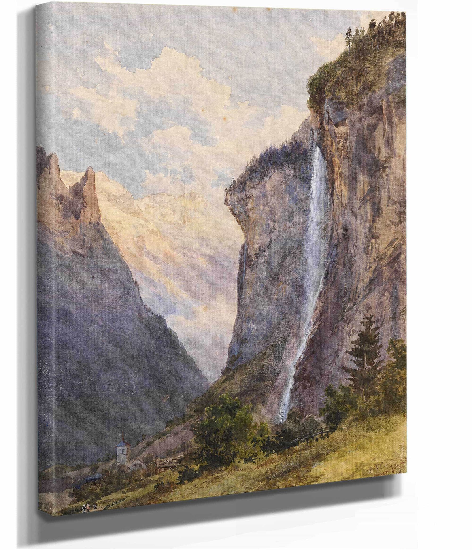 Der Staubbachfall In Lauterbrunnen Schweiz by Edward Theodore Compton