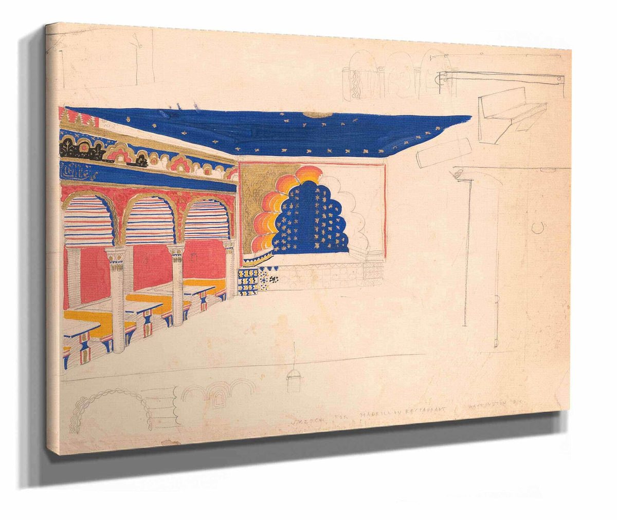 Design Drawing For A Restaurant Madrillon Restaurant Washington Dc by Winold Reiss