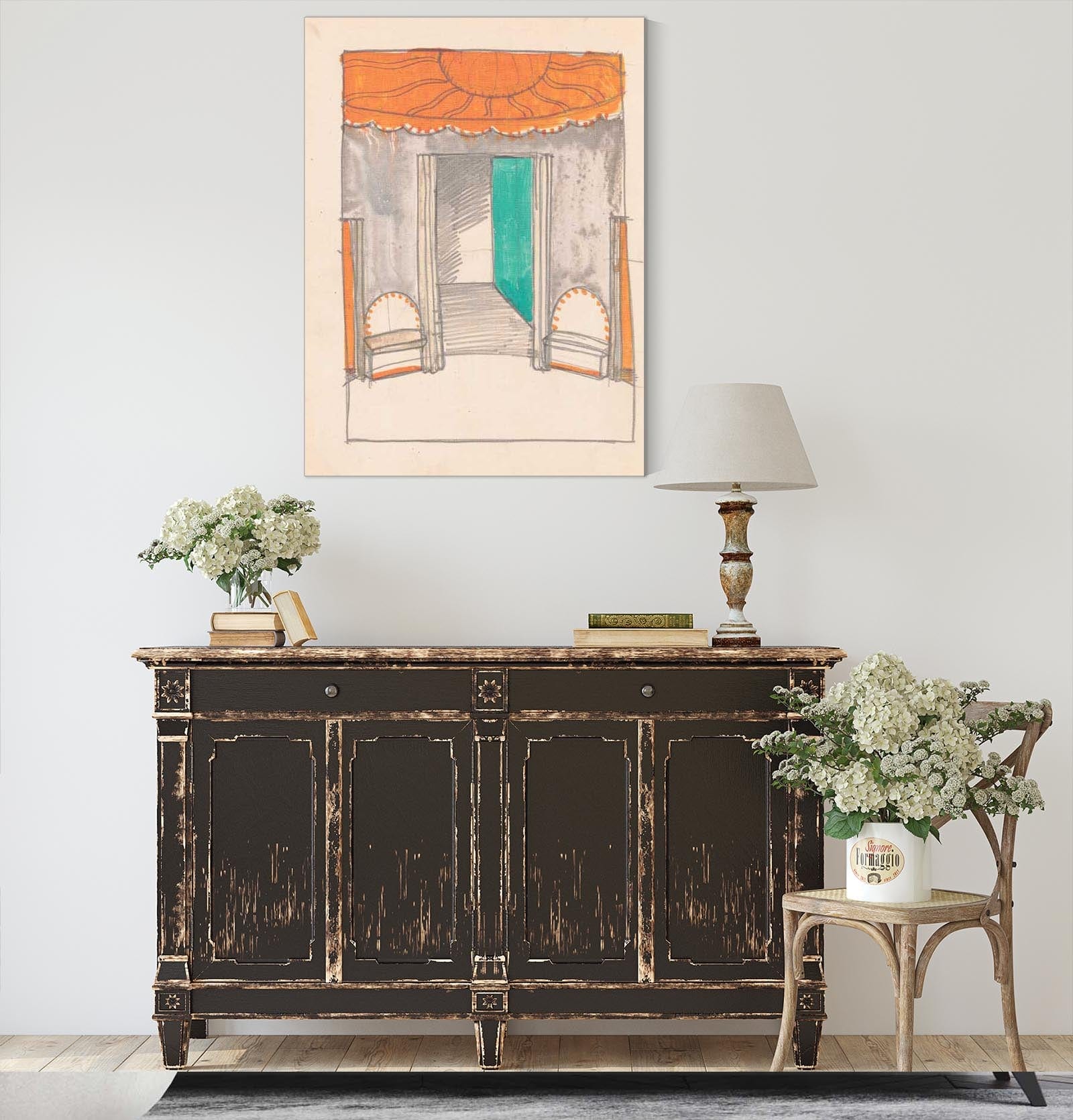 Design For Miscellaneous Interior Sketch Of Interior by Winold Reiss