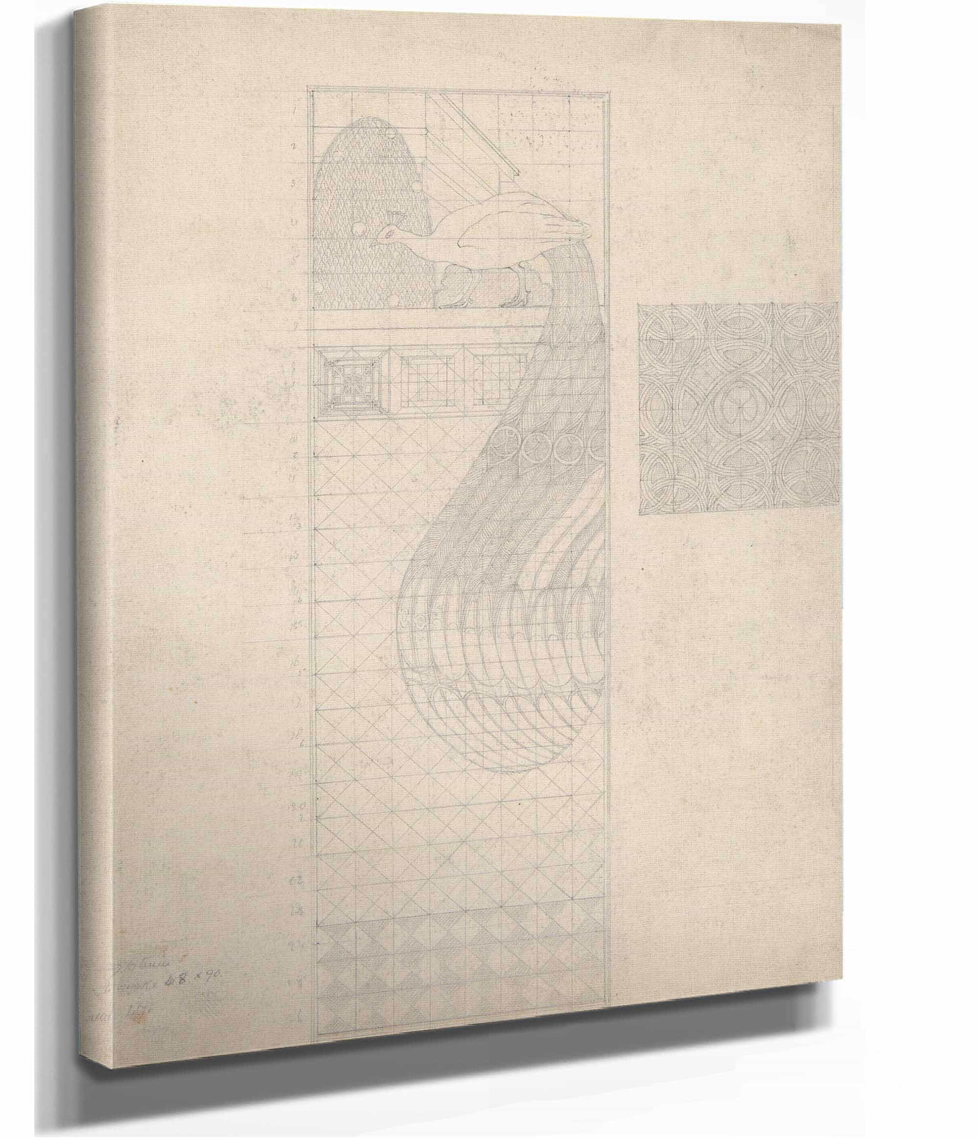 Design For Peacock Panel And A Tile   by Herbert Crowley