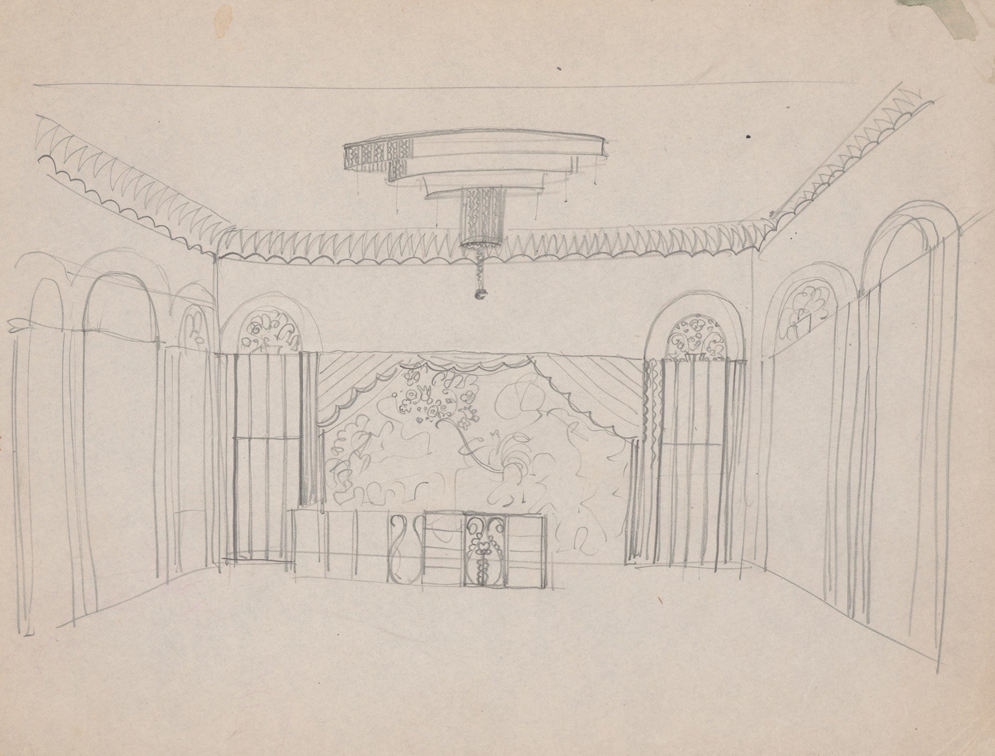 Design For The Lentheric Salon Fifth Ave & Th St Savoy Plaza Hotel New York Ny Perspective Sketch by Winold Reiss