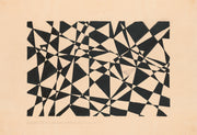 Design For Unidentified Floor Black Belgian Marble And Royal Grey Drawing With Abstract Pattern by Winold Reiss