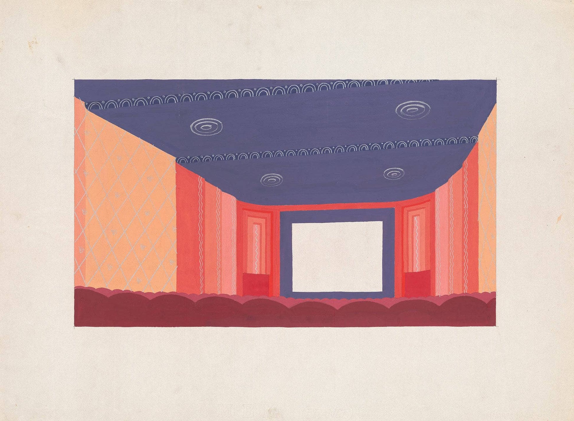 Design Proposals For Puck Theater New York Ny Interior Perspective Study 1 by Winold Reiss