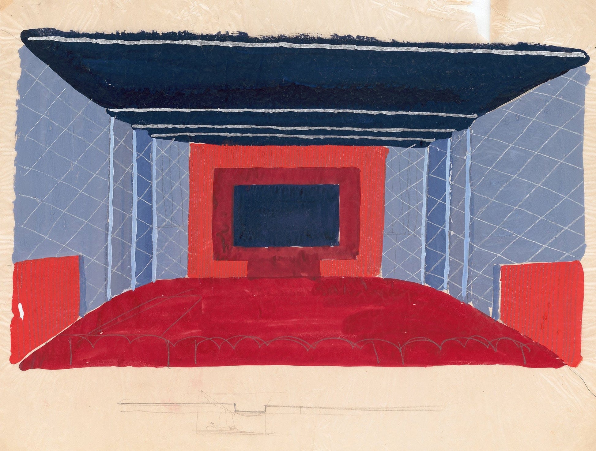 Design Proposals For Puck Theater New York Ny Interior Perspective Study by Winold Reiss
