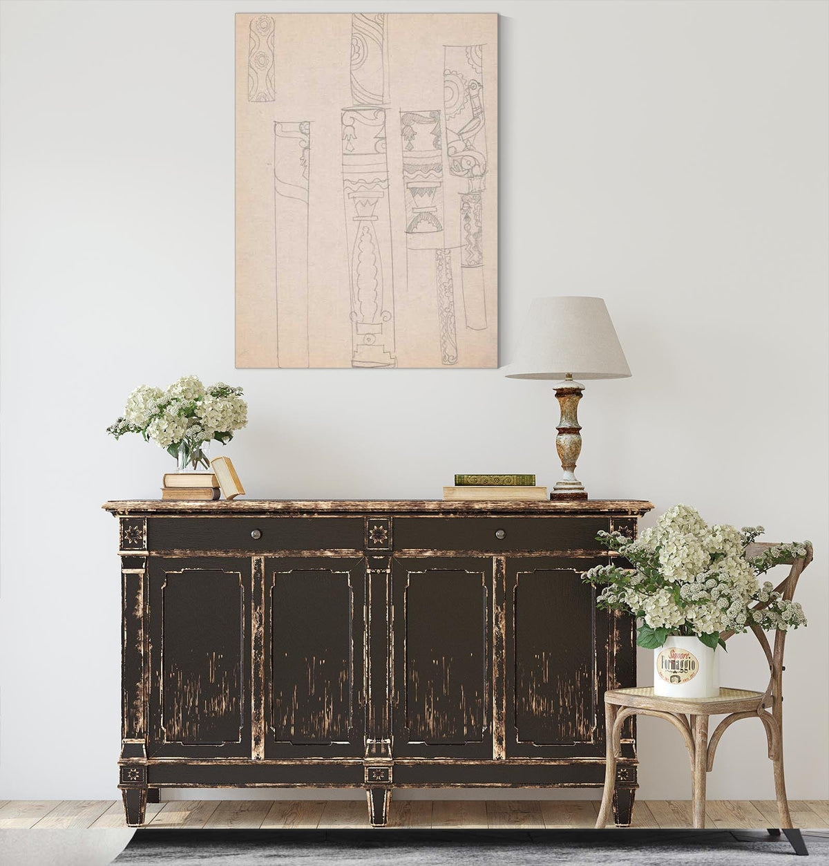 Design Sketches For Crillon Restaurant New York Ny Details Of Columns by Winold Reiss