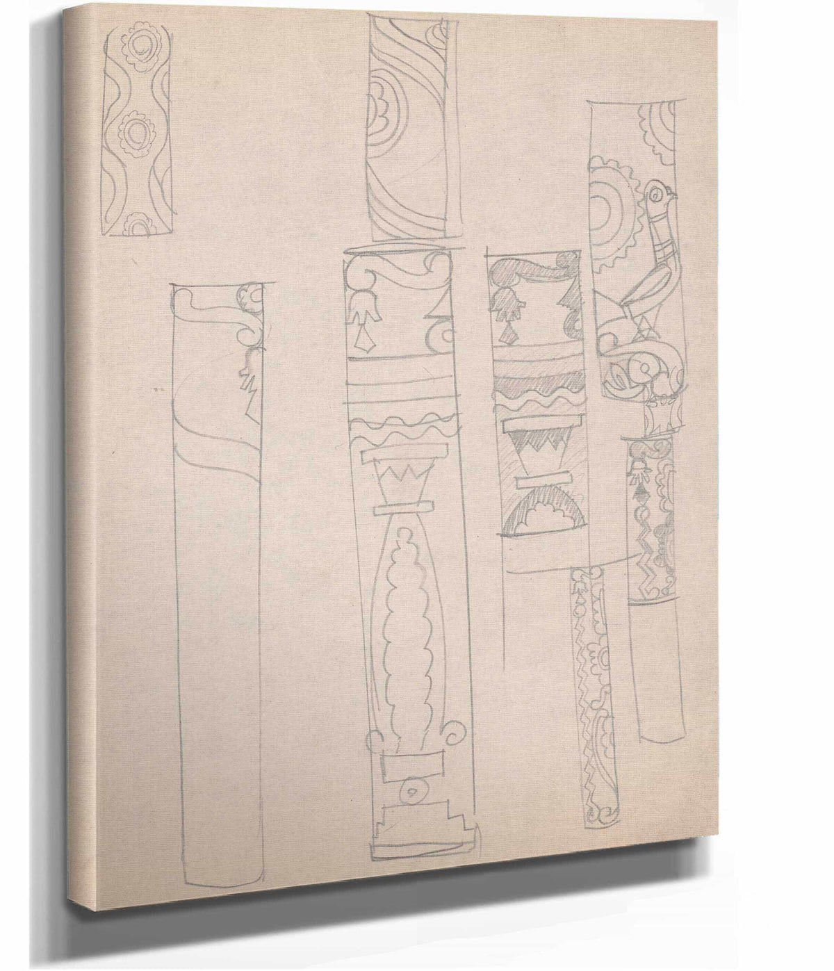 Design Sketches For Crillon Restaurant New York Ny Details Of Columns by Winold Reiss