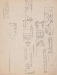 Design Sketches For Crillon Restaurant New York Ny Details Of Columns by Winold Reiss