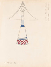 Designs For Lamps With Triangular Shades Design With White Red And Metallic Silver by Winold Reiss