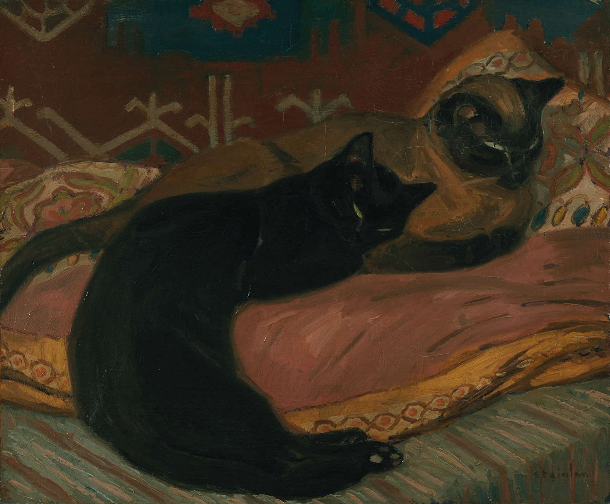 Deux Chats Couches Sur Un Canape by Theophile Alexandre Steinlen
