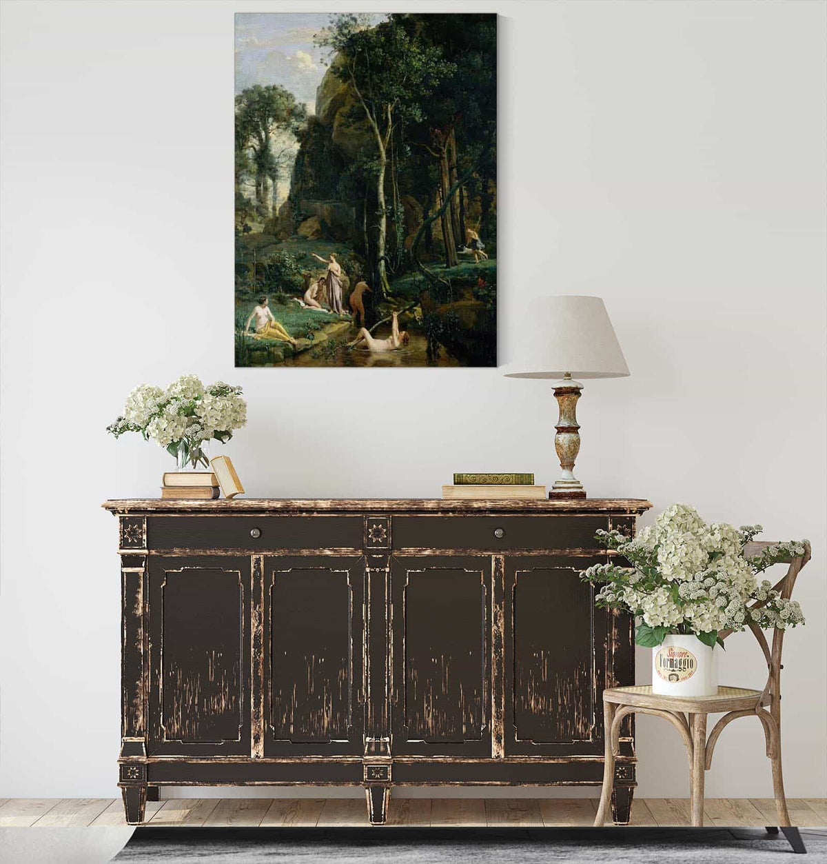 Diana And Actaeon Diana Surprised In Her Bath by Jean Baptiste Camille Corot