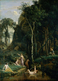 Diana And Actaeon Diana Surprised In Her Bath by Jean Baptiste Camille Corot