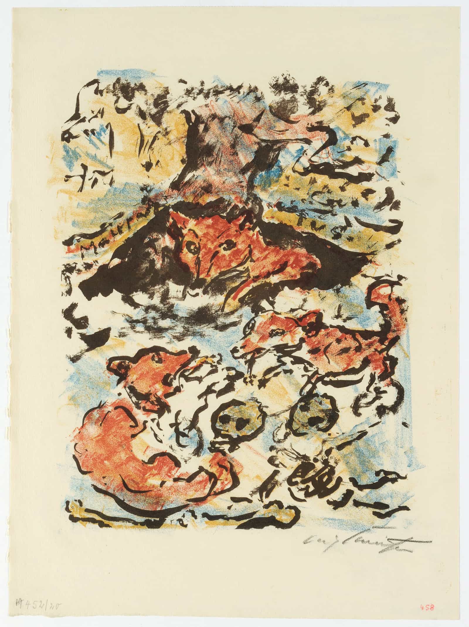 Die Fuchsin Ermelyn Mit Ihren Kindern Im Fuchsbau Malepartus by Lovis Corinth