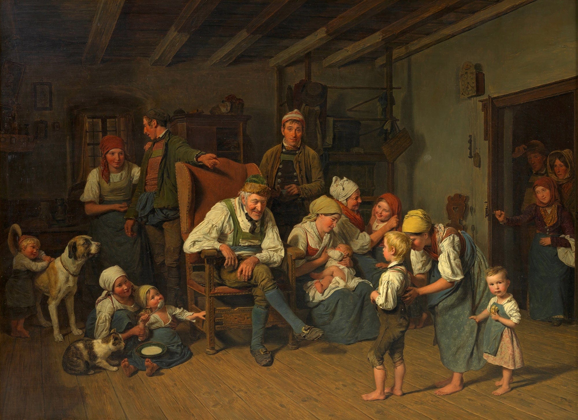 Die Gratulation Zu Grobvaters Geburtstag by Ferdinand Georg Waldmuller