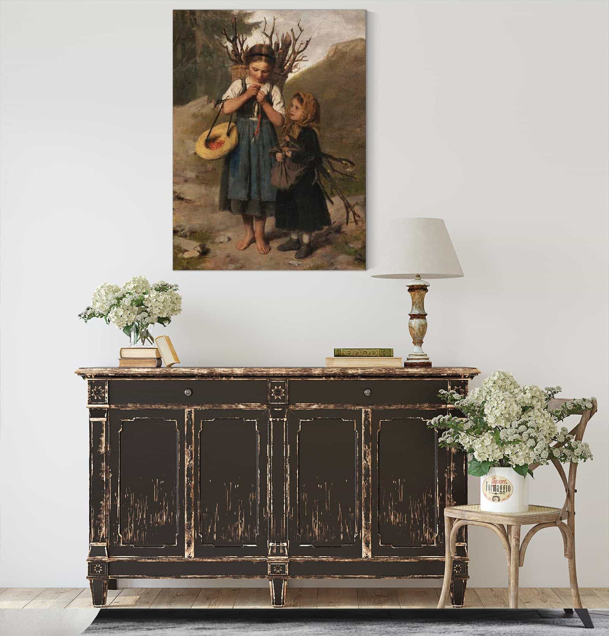 Die Kleinen Reisigsammlerinnen by Franz Von Defregger