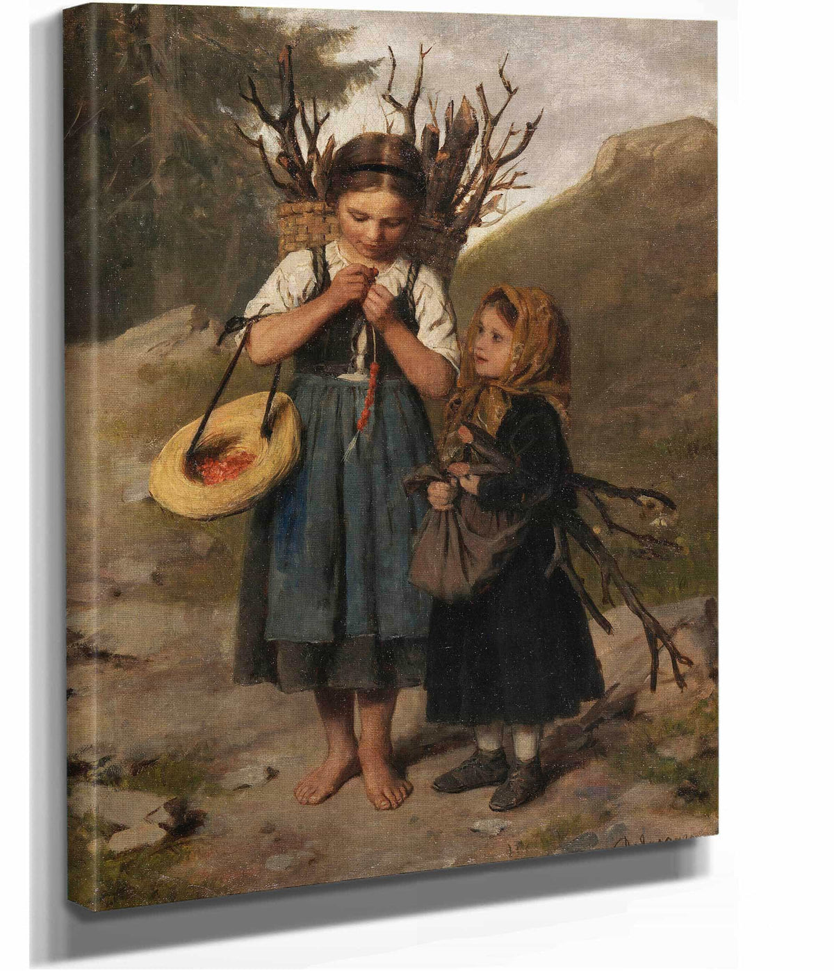 Die Kleinen Reisigsammlerinnen by Franz Von Defregger