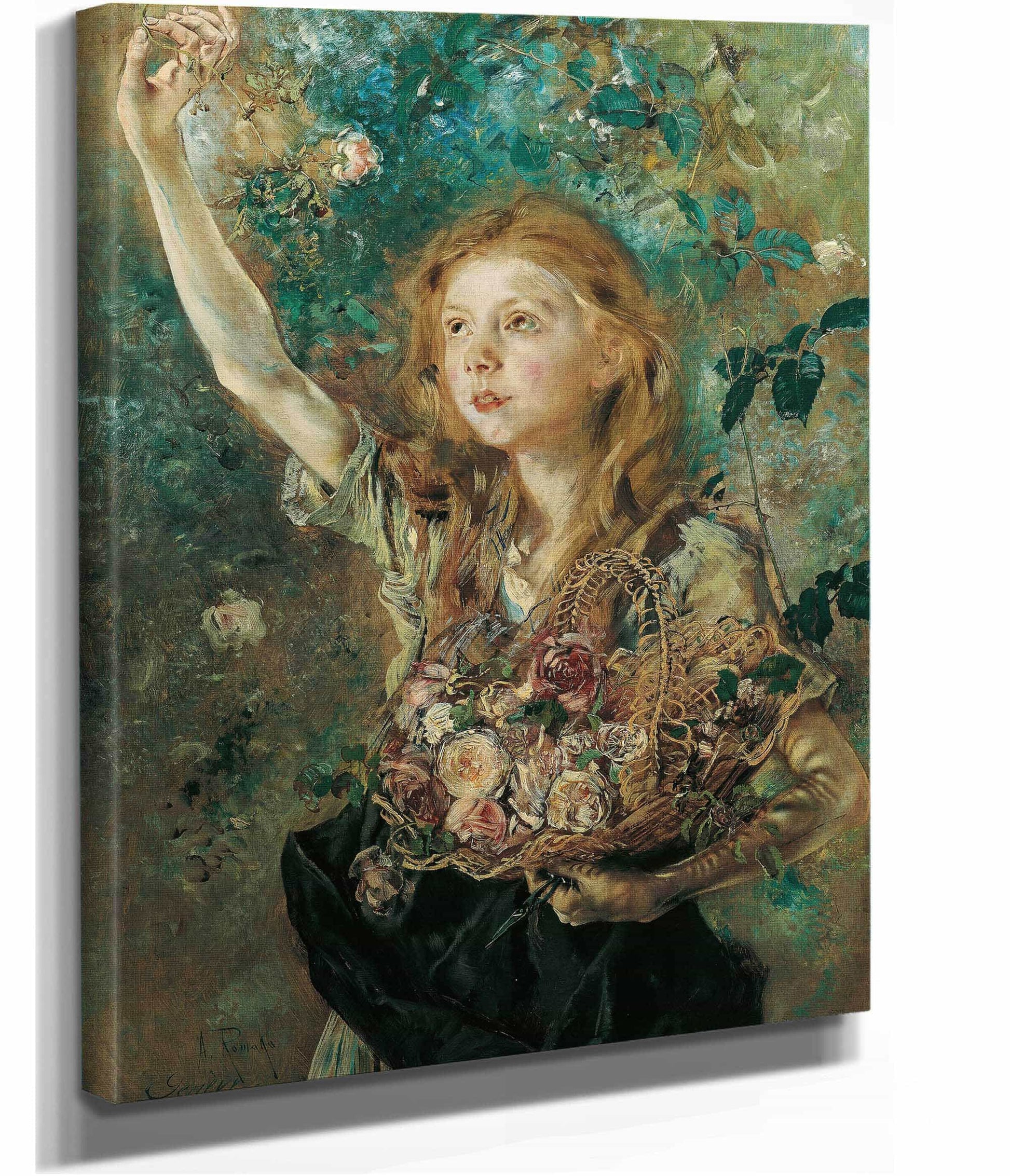 Die Rosenpfluckerin by Anton Romako