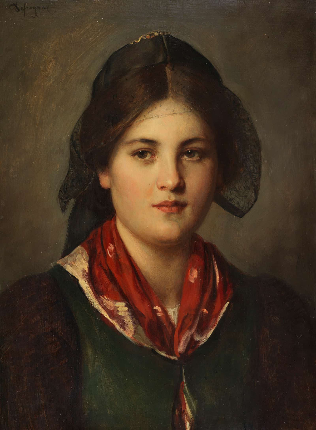 Dirndl Mit Spitzenhaube by Franz Von Defregger