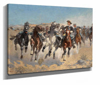 Dismountedthe Fourth Troopers Moving The Led Horses by Frederic Remington