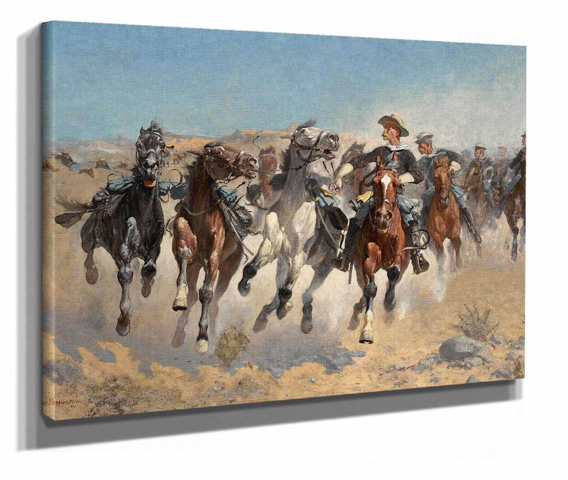 Dismountedthe Fourth Troopers Moving The Led Horses by Frederic Remington