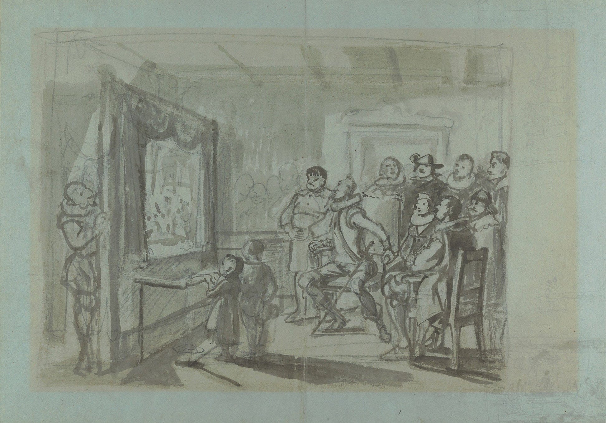 Don Quixote And Others Attending Master Peters Puppet Show by Wilhelm Marstrand