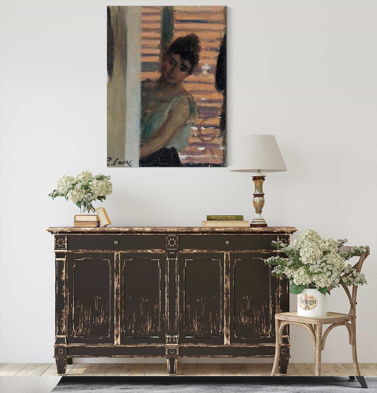 Dona Rera Persiana Woman Against A Blind by Ramon Casas