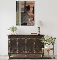 Dona Rera Persiana Woman Against A Blind by Ramon Casas