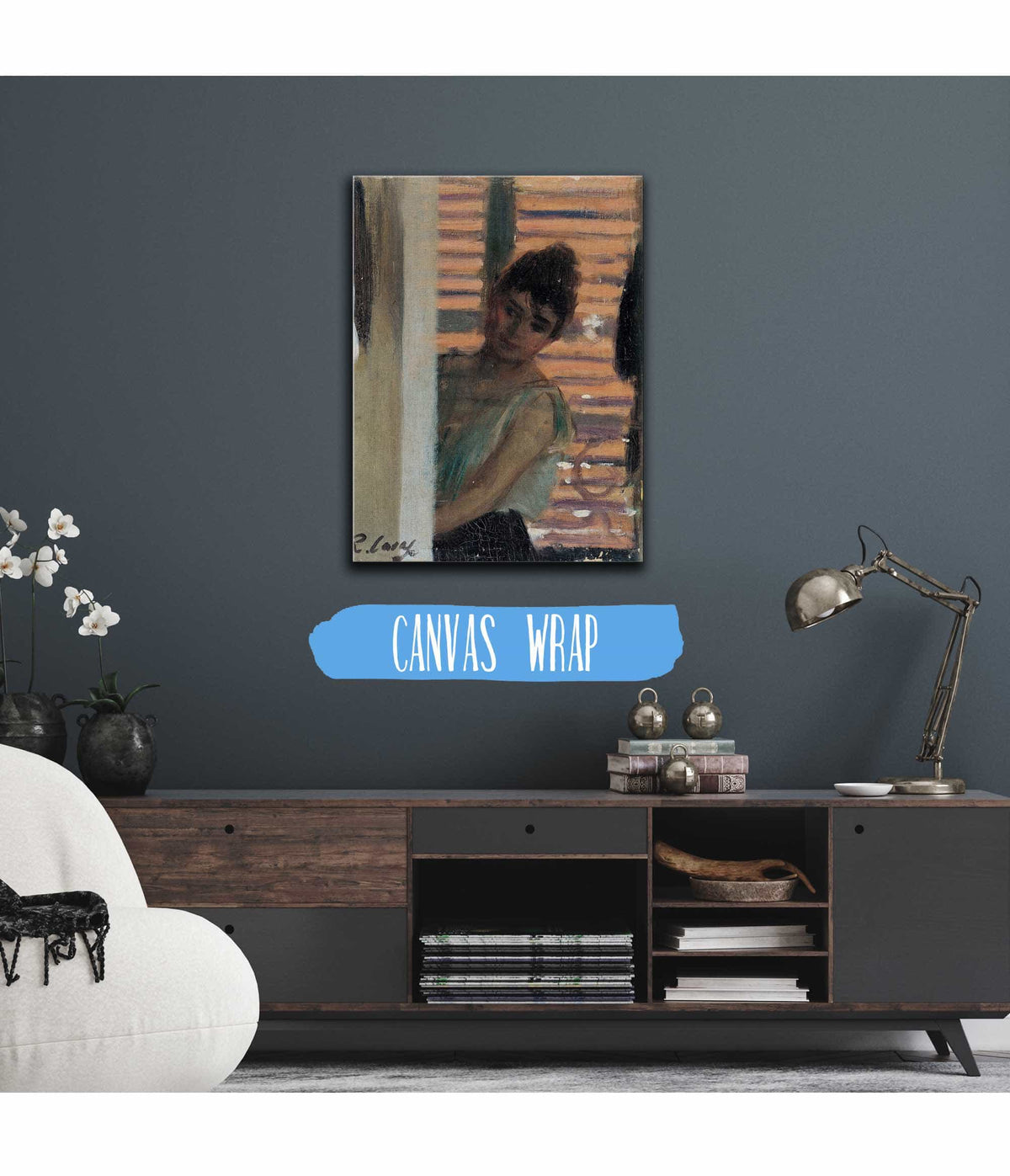 Dona Rera Persiana Woman Against A Blind by Ramon Casas