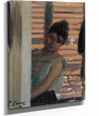 Dona Rera Persiana Woman Against A Blind by Ramon Casas