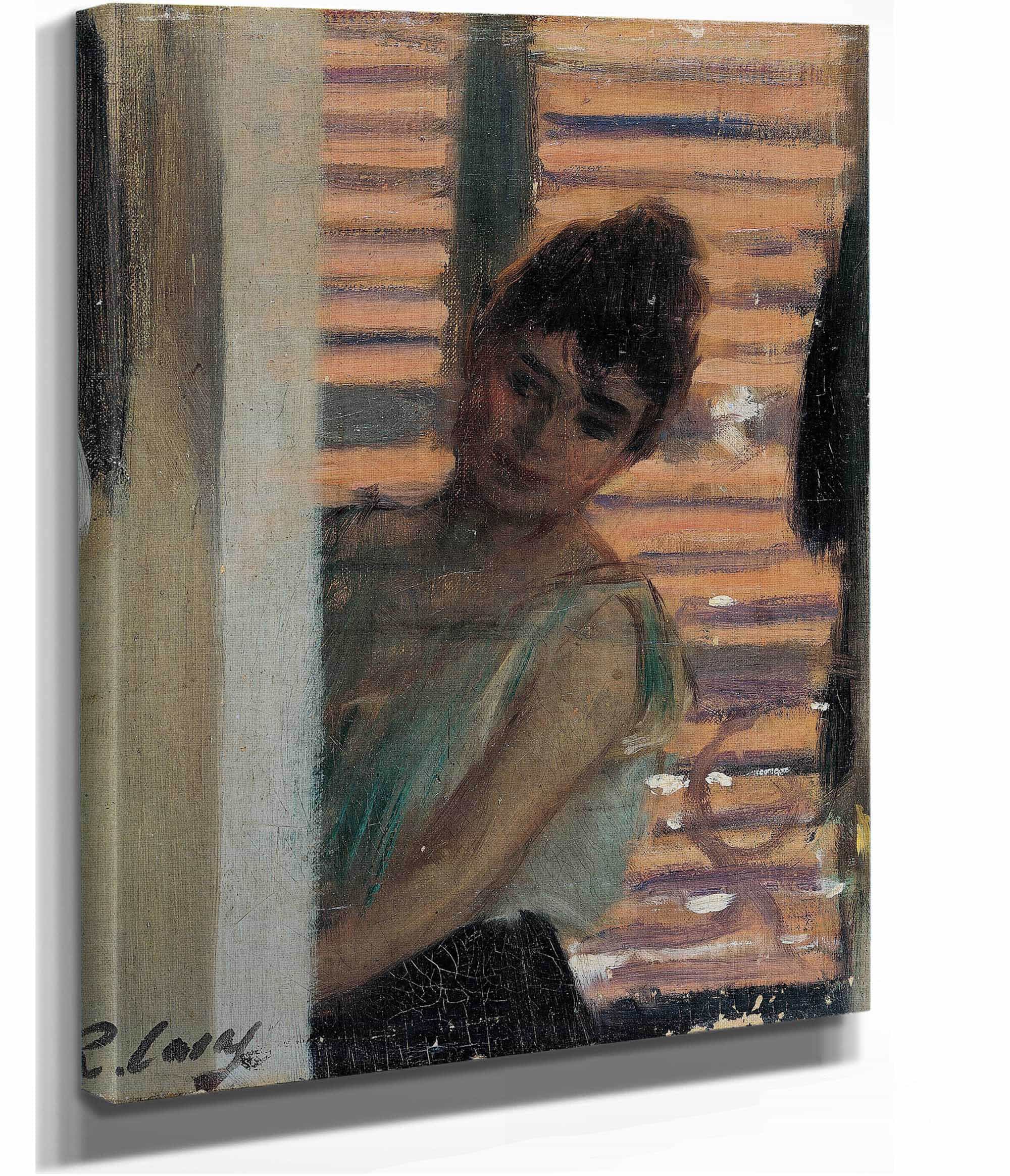 Dona Rera Persiana Woman Against A Blind by Ramon Casas