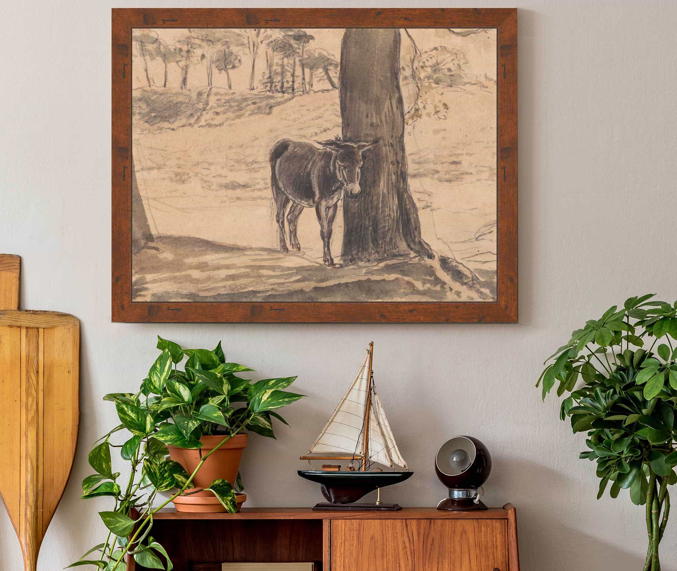 Donkey Beside A Tree Hampstead by John Linnell