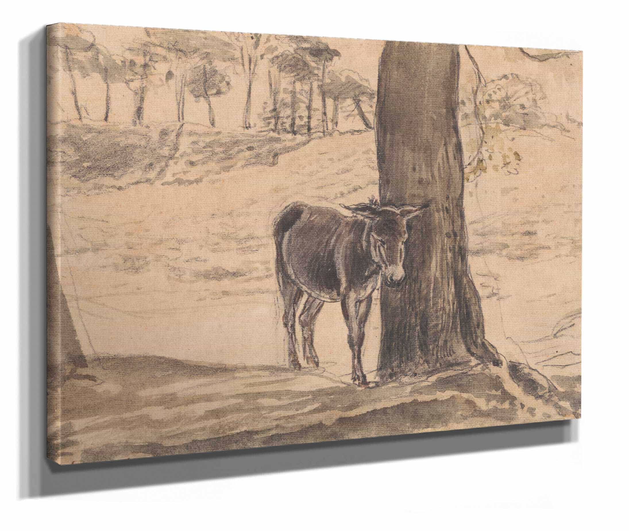 Donkey Beside A Tree Hampstead by John Linnell