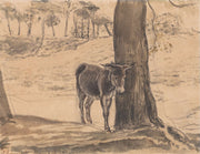 Donkey Beside A Tree Hampstead by John Linnell