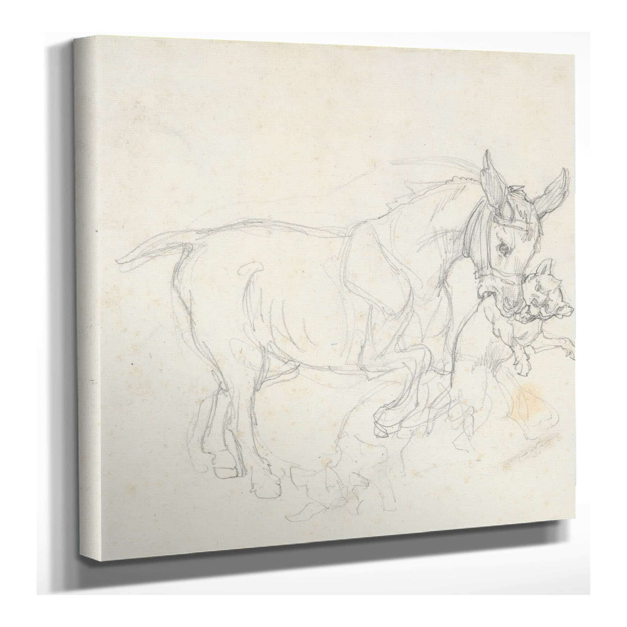 Donkey Holding Dog In Its Mouth Early Th Century by Theodore Gericault