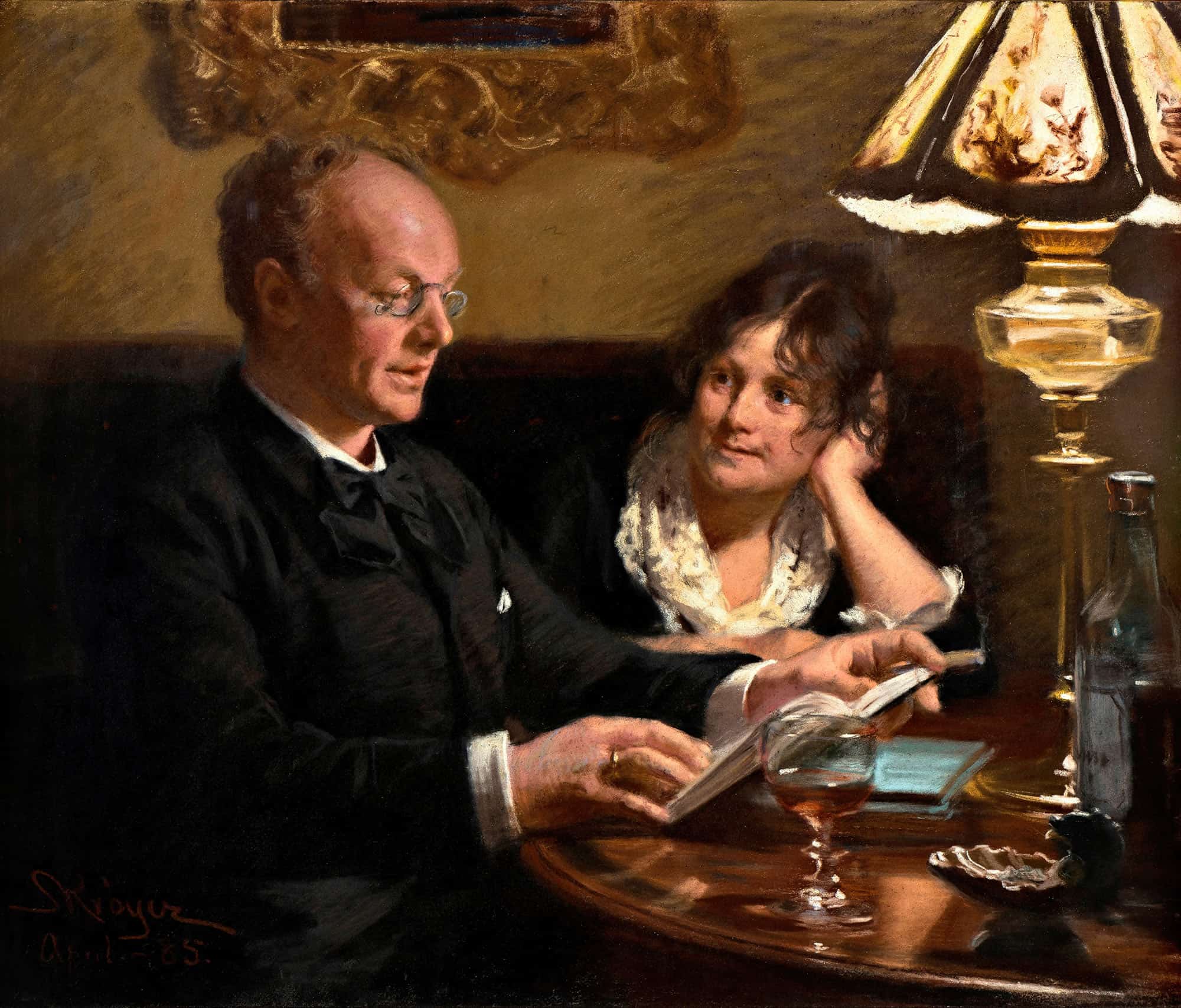 Double Portrait Of Royal Actor Emil Poulsen And His Wife Anna Born Naeser by Peder Severin Kroyer