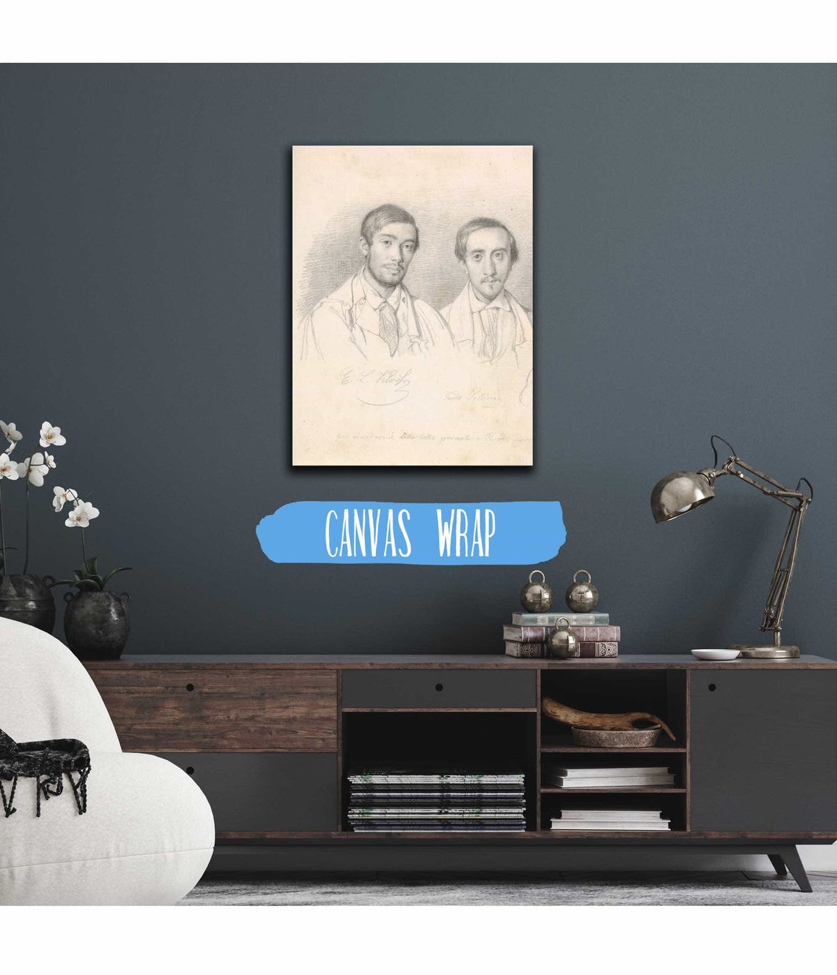 Double Portrait Of The Artists Ef Kloss And G Pellicia   by Wilhelm Marstrand